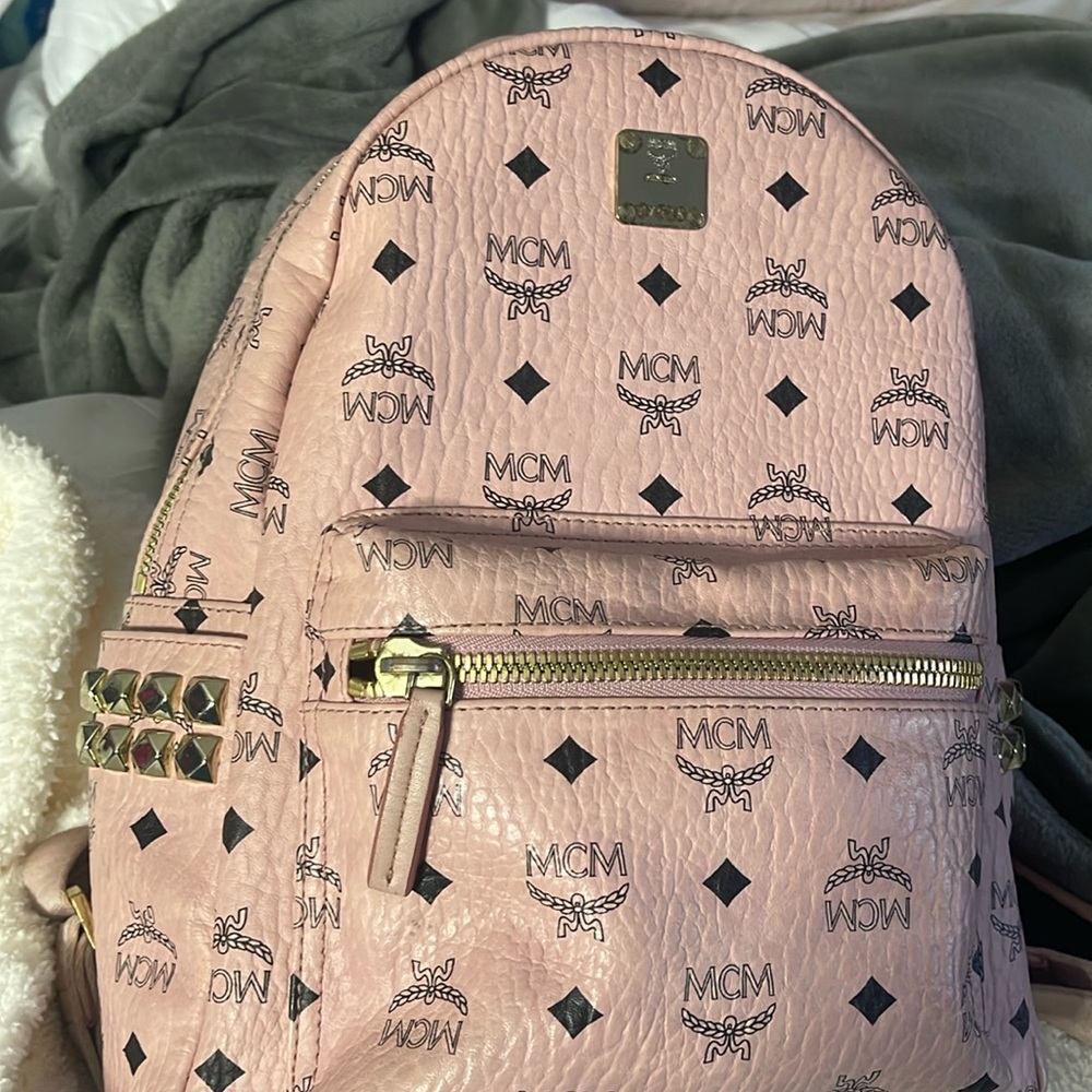mini pink MCM backpack